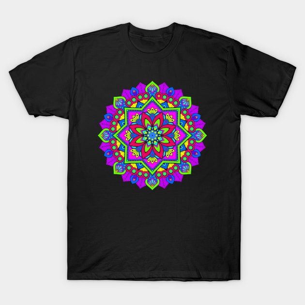 Bright Colorful Mandala Art T-Shirt by AlondraHanley